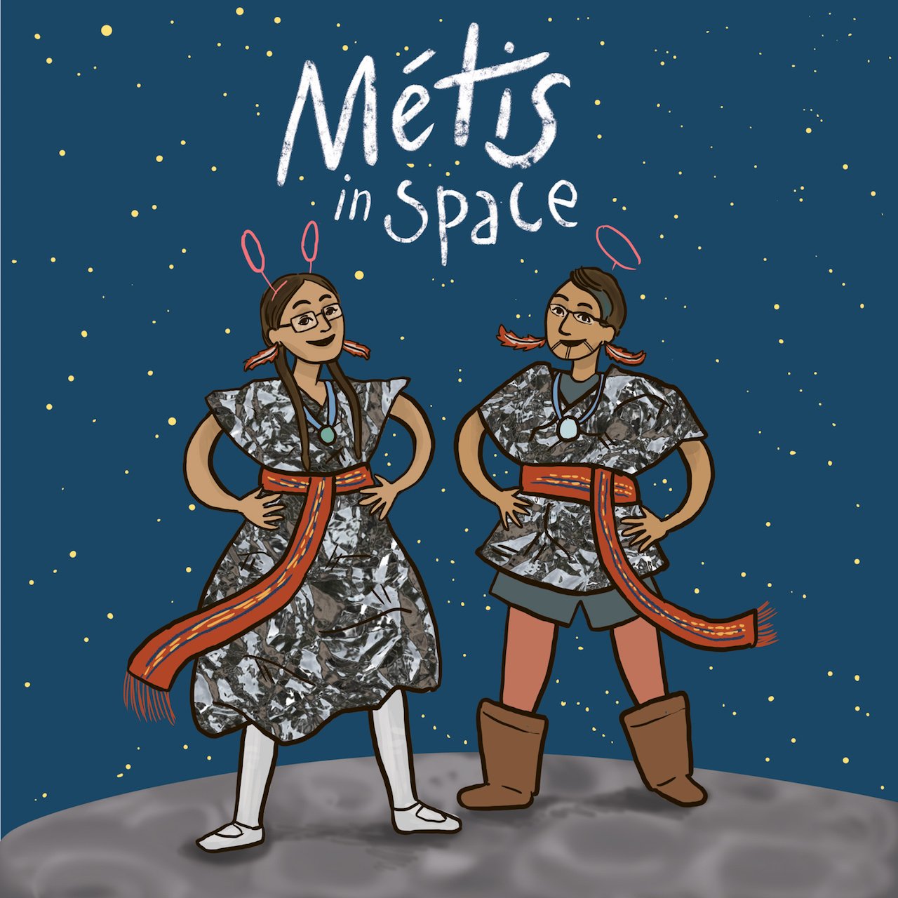 Indigenous podcasts-metis in space logo