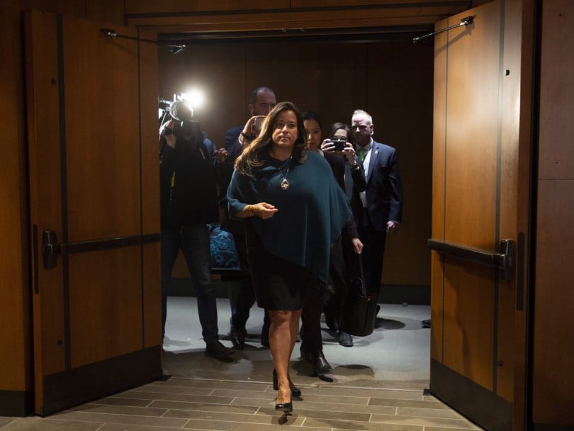 Jody Wilson-Raybould leaves a Justice committee meeting in Ottawa after her explosive testimony about the SNC Lavalin scandal