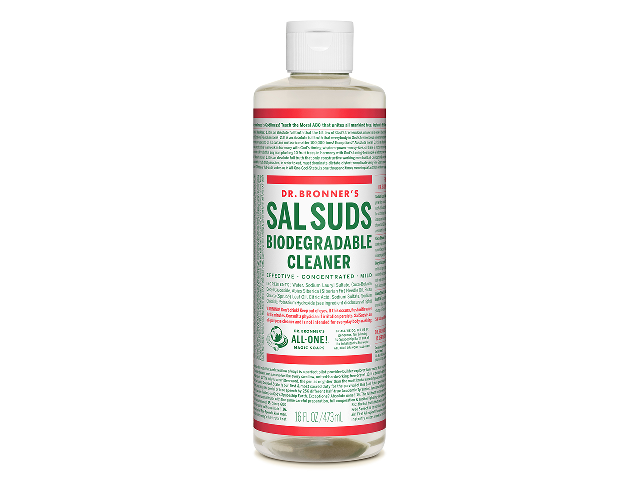Eco-friendly cleaning products, Sal Suds biodegradable cleaner bottle