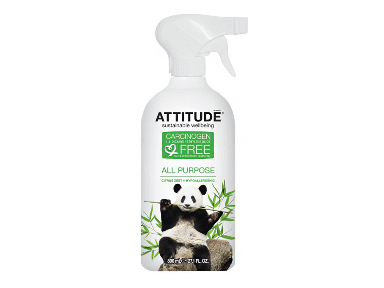Eco-friendly cleaners, Attitude spray bottle with panda photo on it