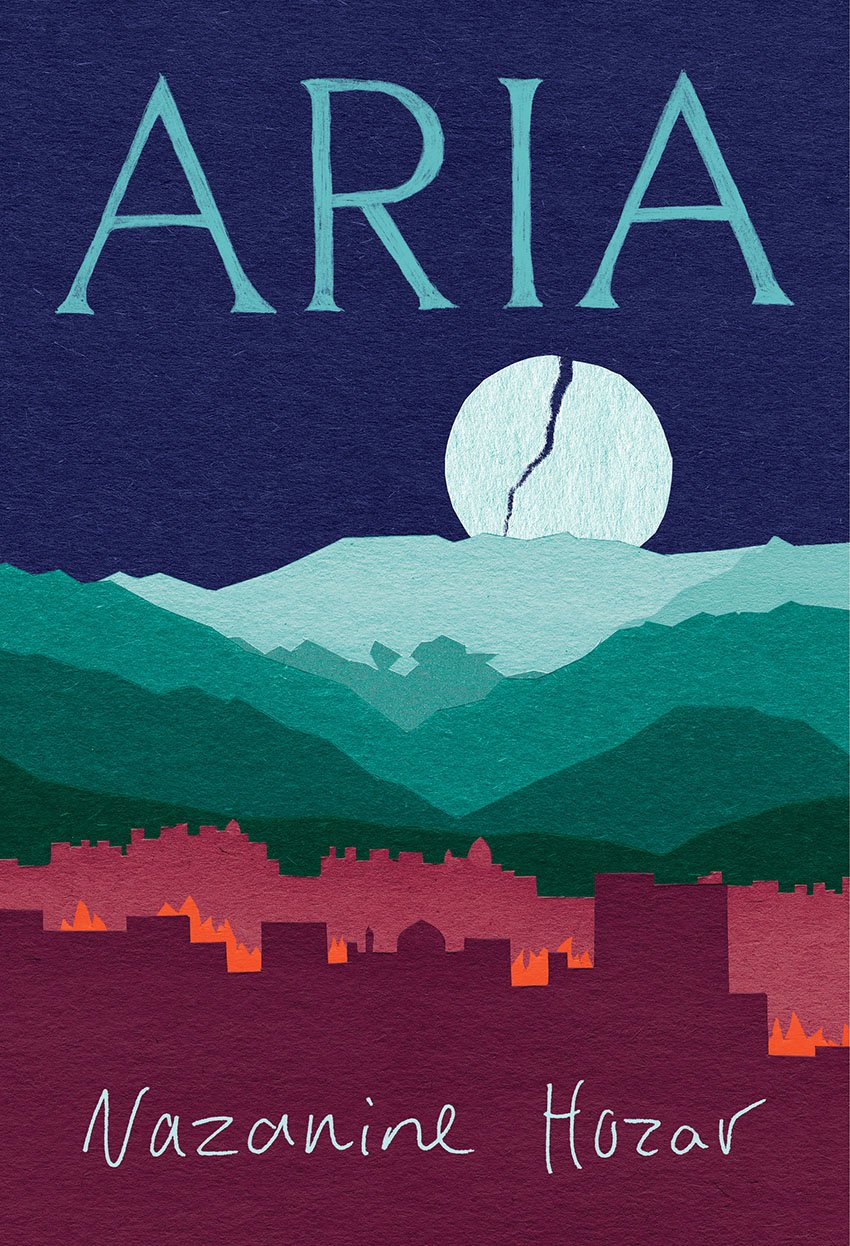 Best Books For Summer Reading 2019: Aria cover with paper cutouts of moon over cityscape