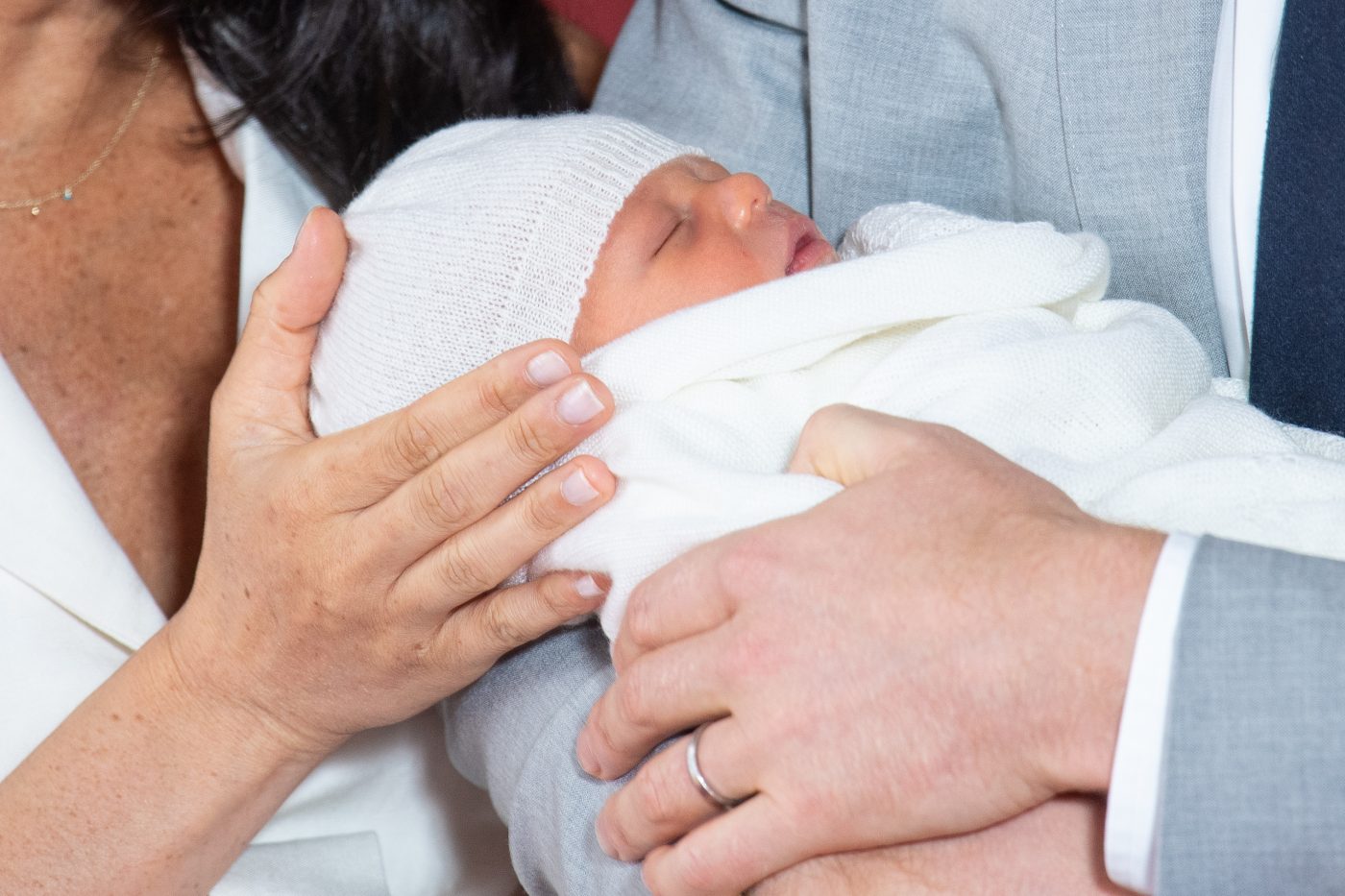 A close-up image of Meghan Markle and Prince Harry's newborn son