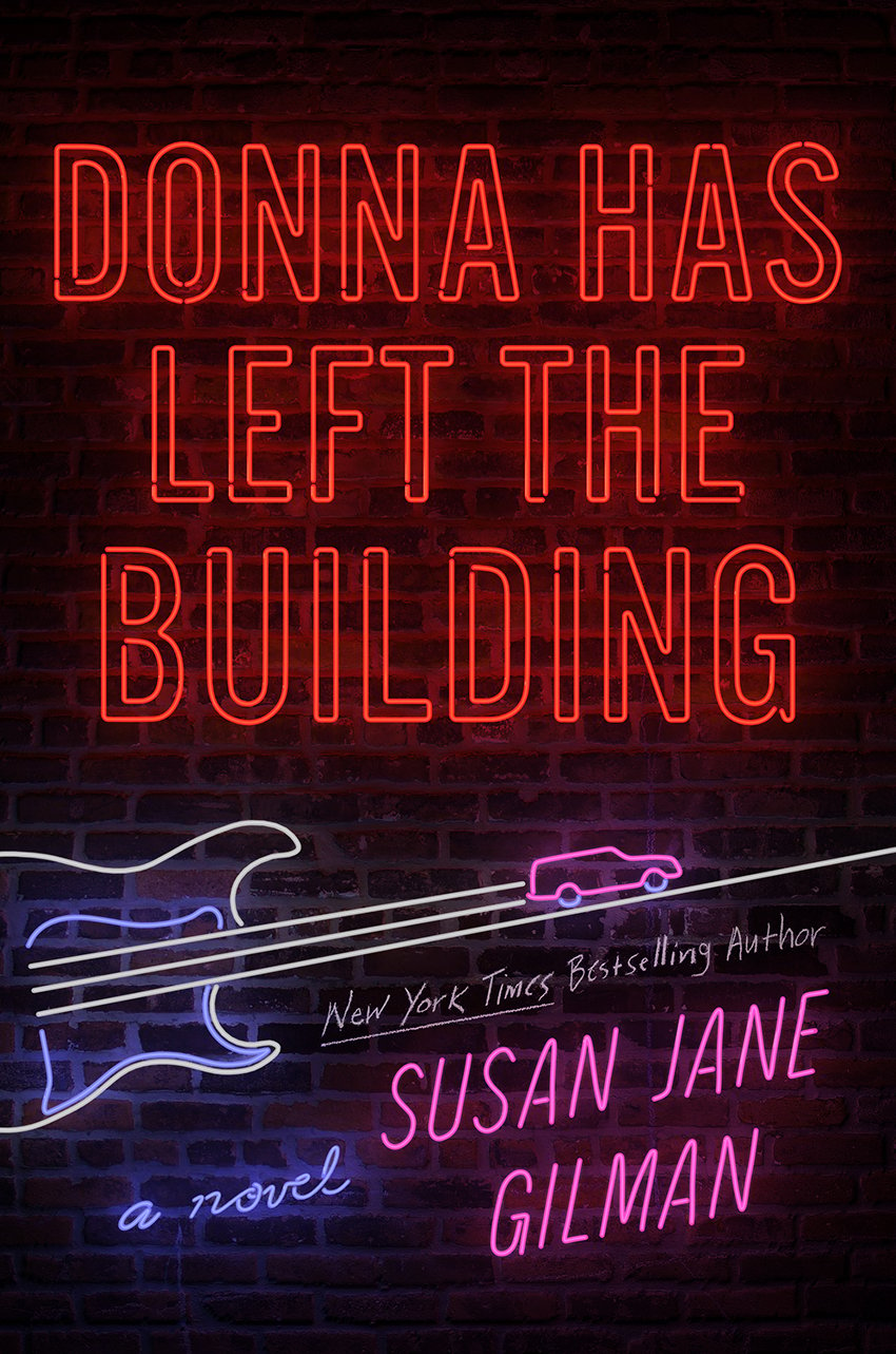 Best Books For Summer Reading 2019: Donna Has Left the Building cover, guitar with car at headstock in neon
