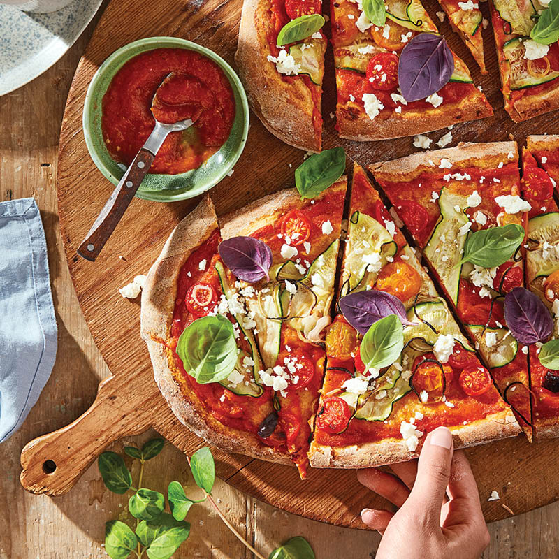 Whole Wheat Mediterranean Pizza with Ajvar
