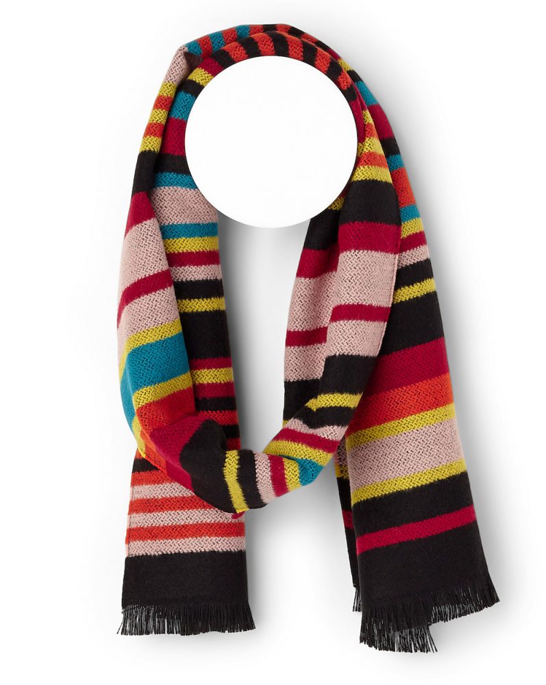 <p>Fold a book in a scarf or cozy throw. Multi-stripe candy scarf, $30, <a href="https://www.simons.ca/en/men-accessories/scarves/outdoor-scarves/multi-stripe-candy-scarf--170-193101?colourId=1" target="_blank" rel="noopener">simons.ca</a>.</p>
