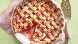 a classic, lattice-topped rhubarb pie for the best rhubarb pie recipe