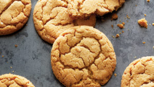 Peanut butter cookies recipe: cookies on a baking sheet.