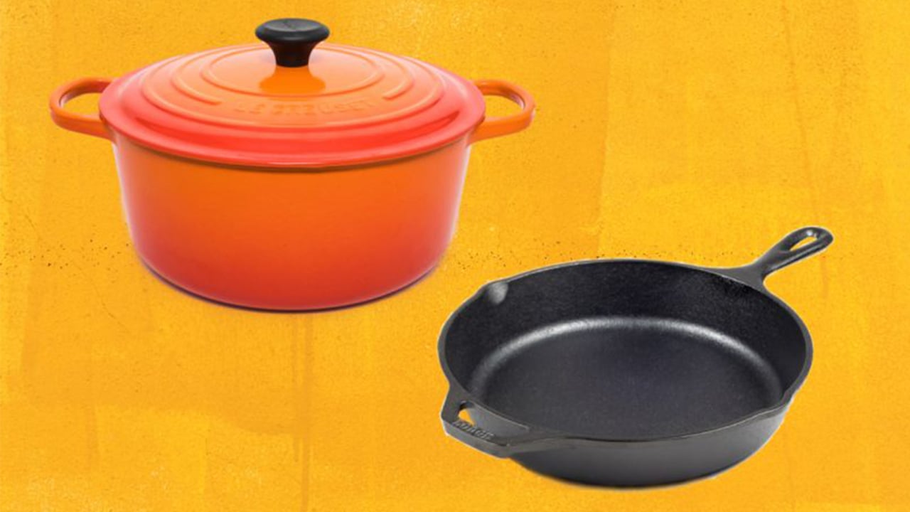 https://chatelaine.com/wp-content/uploads/2020/06/enameled-cast-iron-cookware-dutch-oven-cast-iron-skillet-comparison_1280x720.jpg