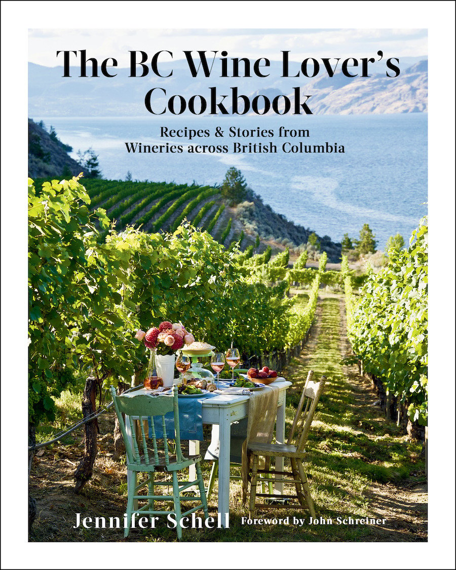 The book cover for the BC Wine Lover's Cookbook