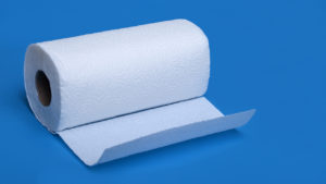 rolls of paper towel on white background. Tight inventory has fuelled fears of a paper towel shortage