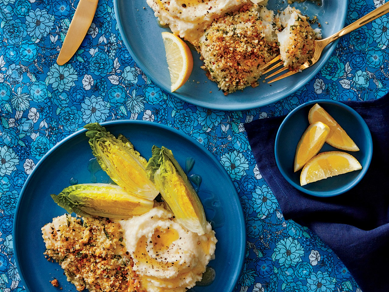 Herb-Crusted Haddock with Cauliflower Purée