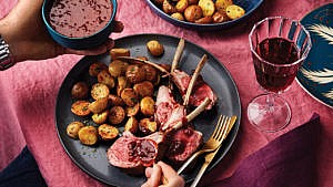 Rack of Lamb with Shallot Gravy and Baby Potatoes
