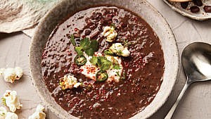 Black Bean Soup With Lime Popcorn recipe