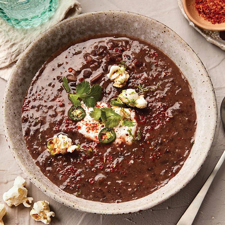Black Bean Soup With Lime Popcorn