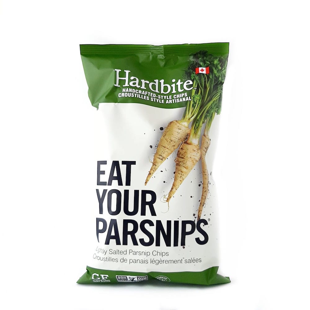 A bag of Hardbite Parsnip chips