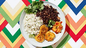 Smashed Plantains With Beans and Rice