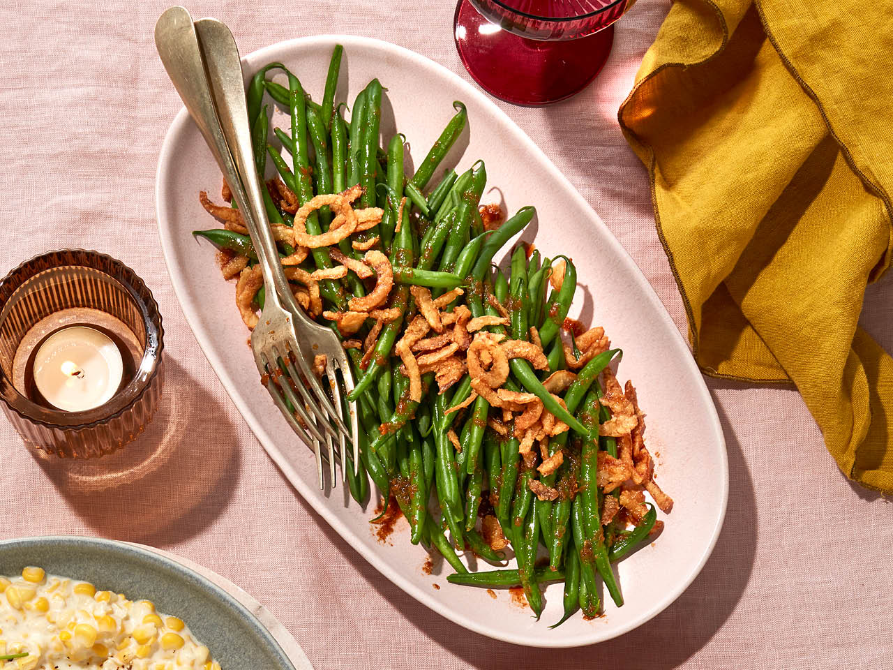 Gingery Green Beans With Crispy Fried Onions