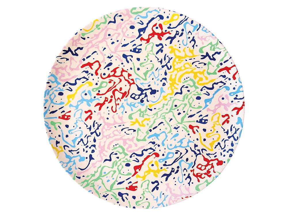A plate with various colourful patterns
