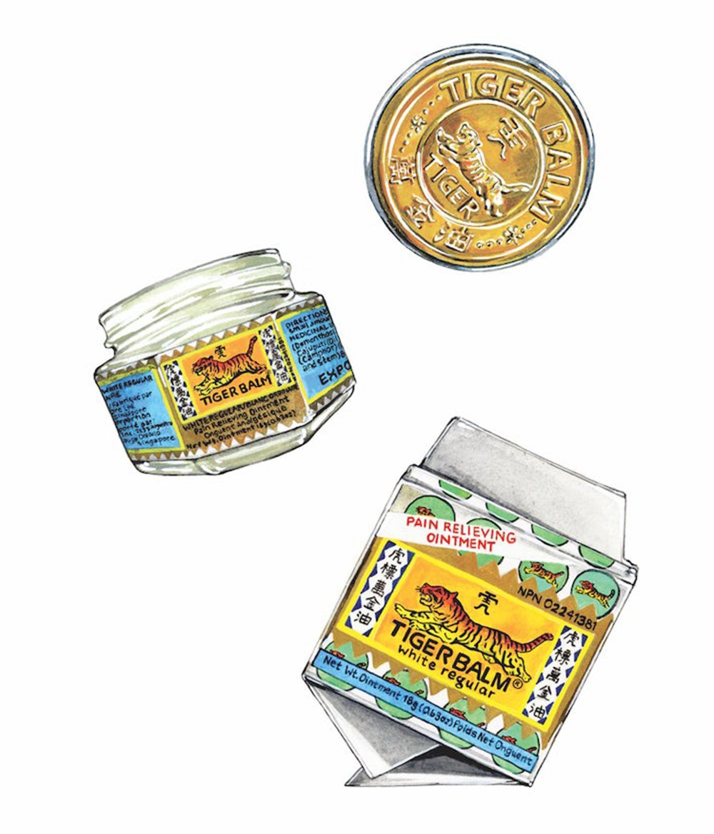Illustration of a limited-edition ‘Tiger Balm’, a pain relieving ointment.