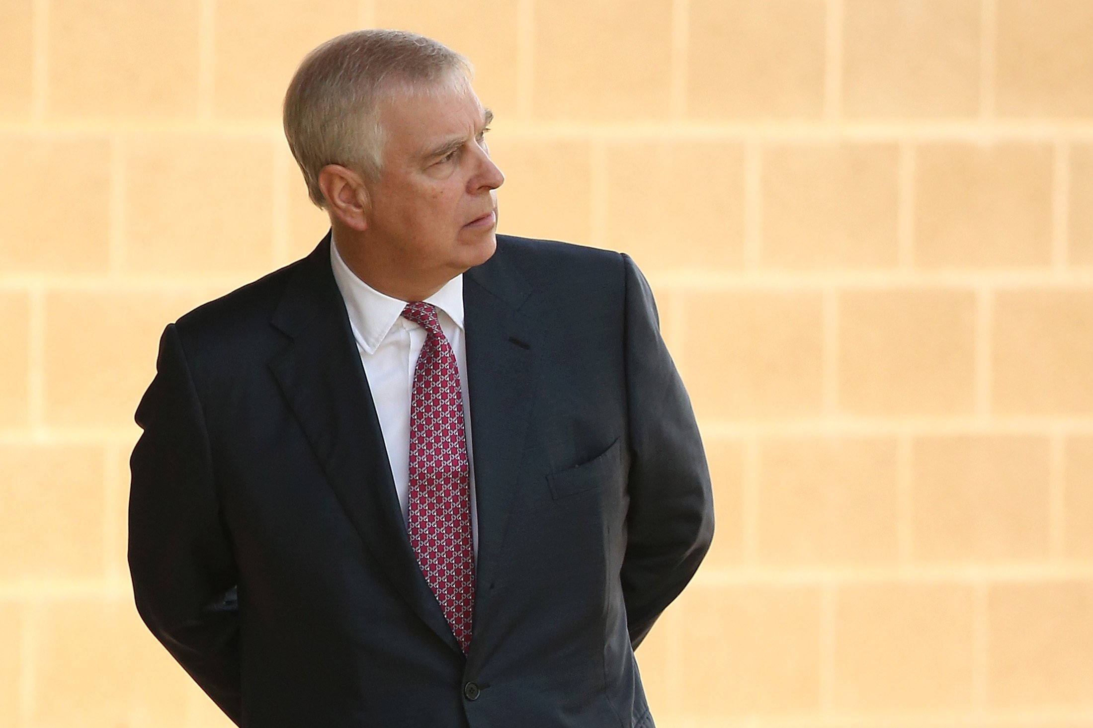 Prince Andrew in front of a wall at Murdoch University