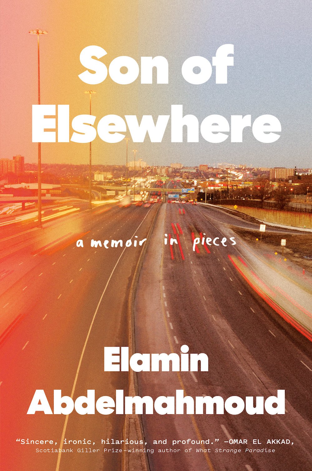 The cover of Spring 2022 book, Son of Elsewhere, depicting a highway with passing cars