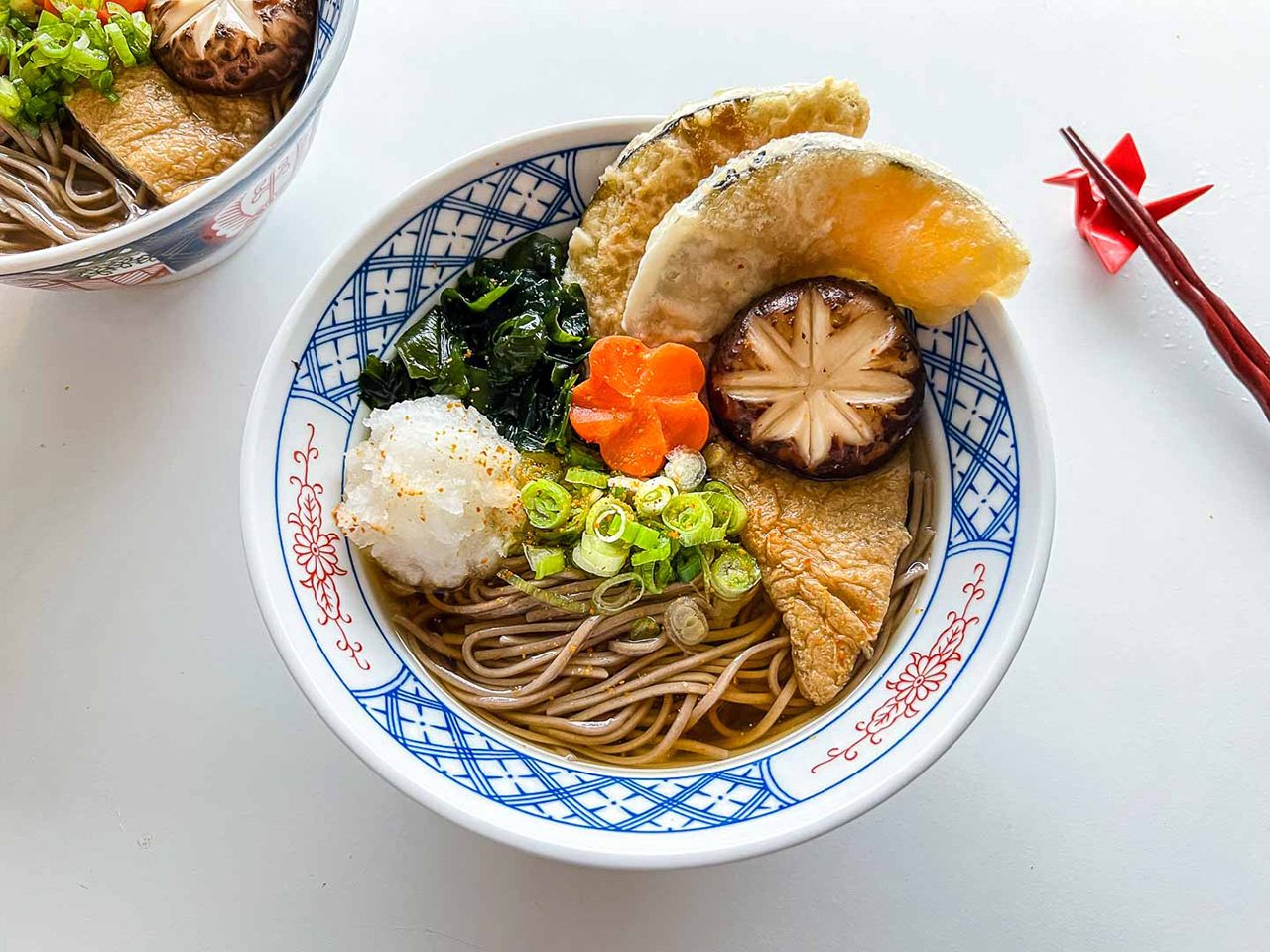 Toshikoshi Soba noodle dish, by vegan influencer Lisa Kitahara. (Photo courtesy of Okonomi Kitchen.)