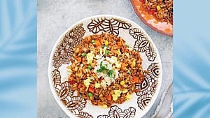 A plate of salted cod fried rice