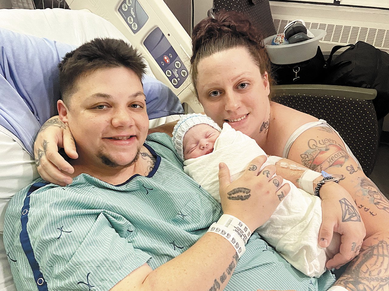 William and Chastin Carriere with baby Carter. The couple worked with three donors from various online groups before conceiving. 