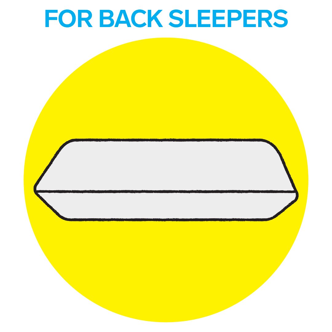 An illustration of a flat pillow, best for back sleepers