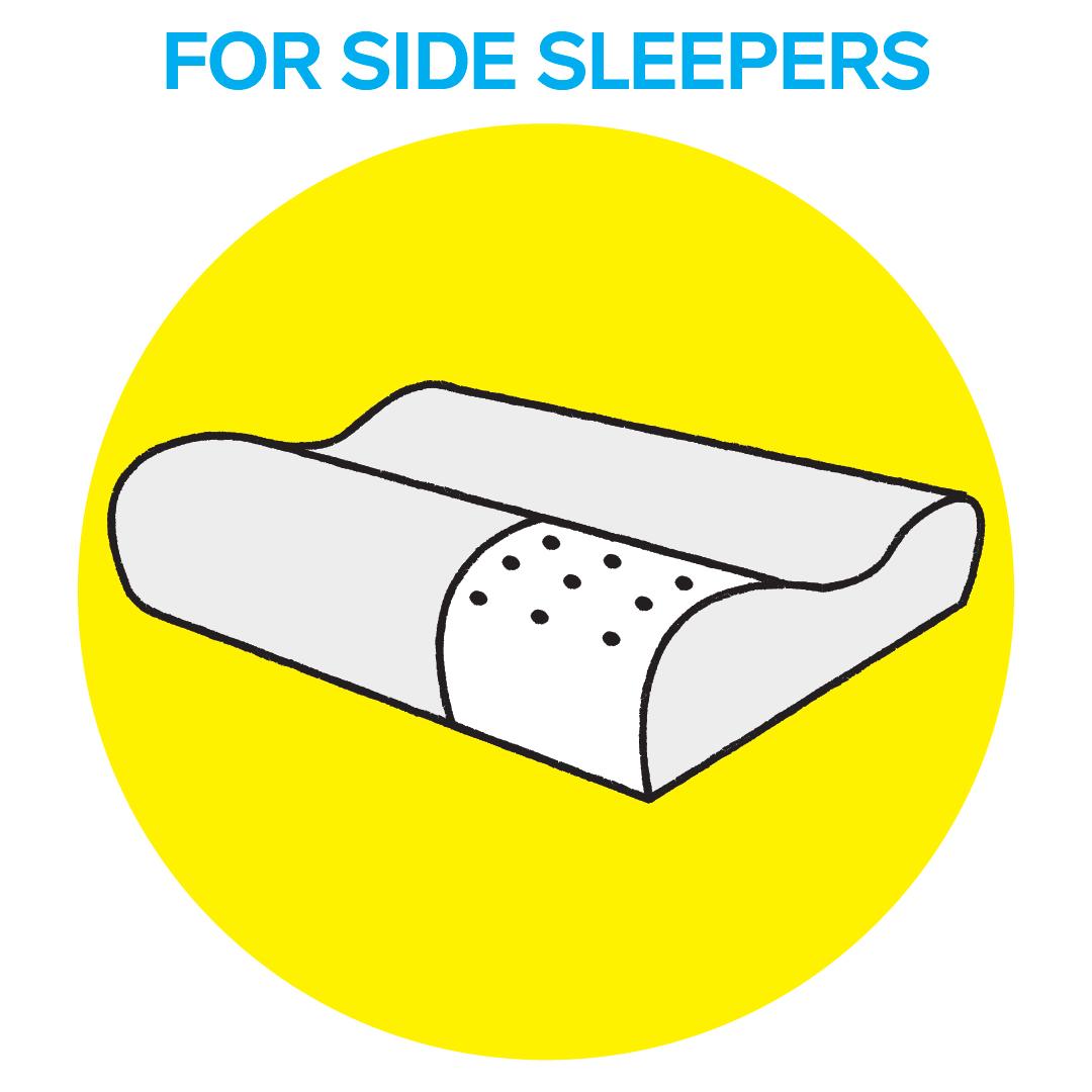 An illustration of a B-shaped pillow for side sleepers