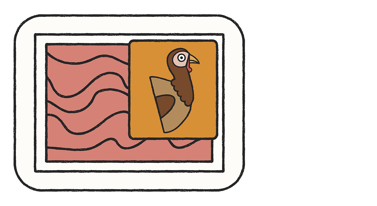 An illustration of a packet of ground turkey