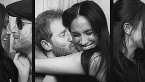 Harry and Meghan, The Duke and Duchess of Sussex, pose together in a photo booth