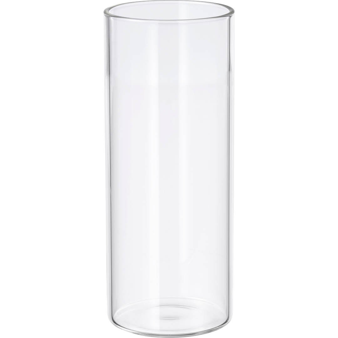 clear tall glass on white background