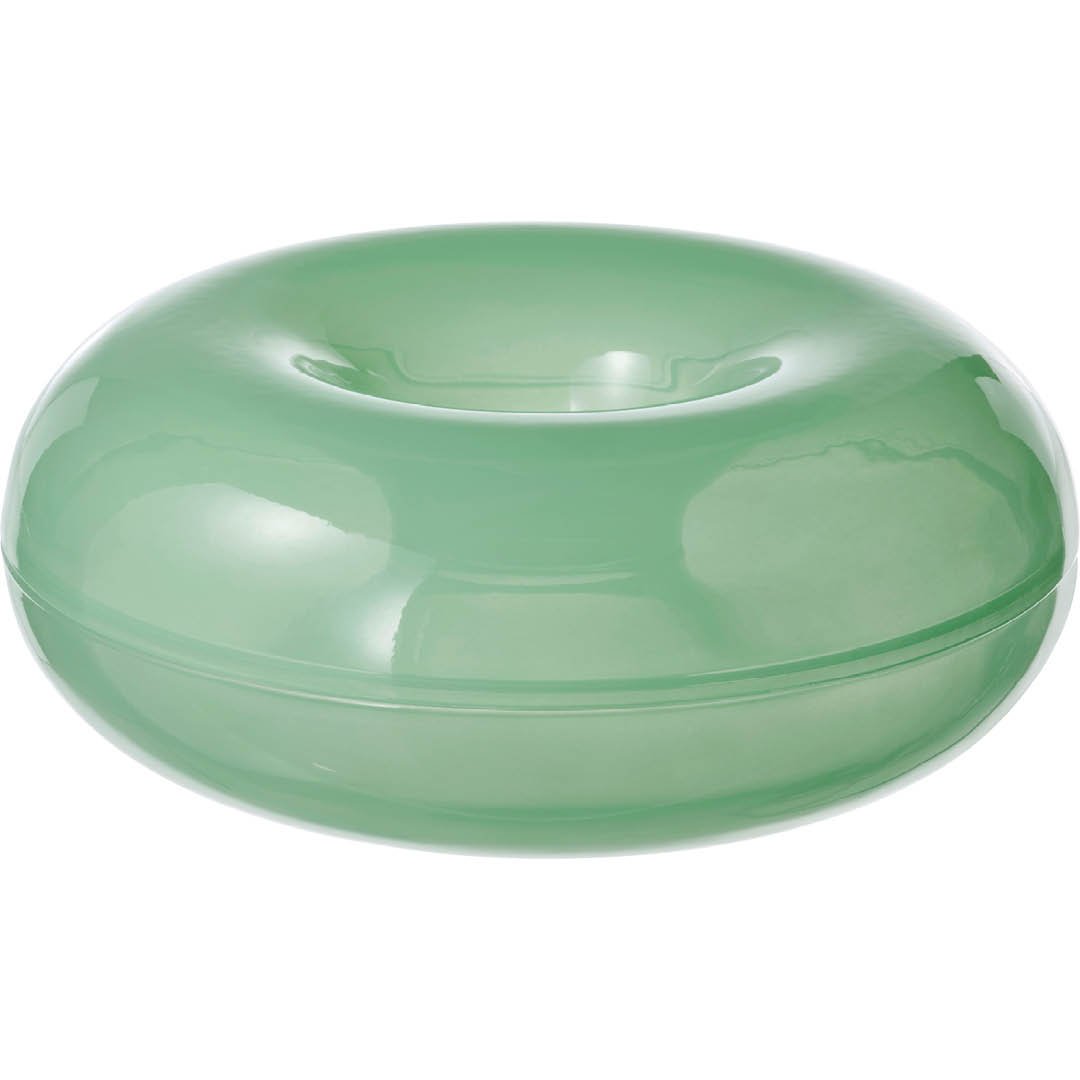green translucent dish on white background