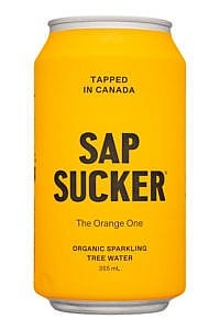 A can of Le Seltzer, one ofA can of Sap Sucker sparkling tree water, one of our favourite made-in-Canada sparkling waters and seltzers