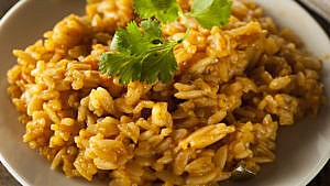 Homemade Spicy Mexican Rice with Cilantro and Spices