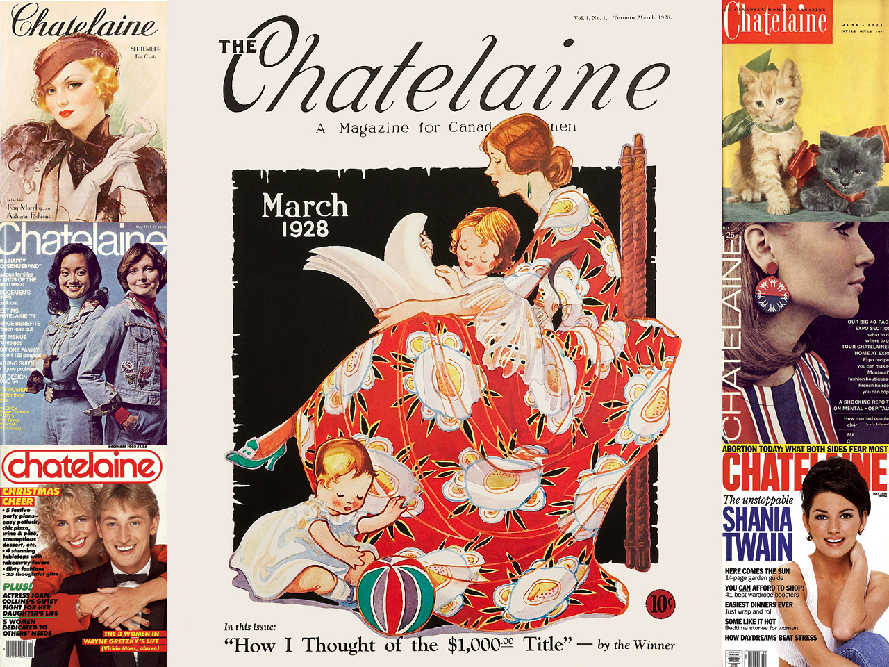 A compilation of archival Chatelaine covers from 1928 to present day