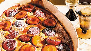 Plum and black pepper clafoutis