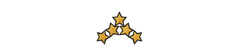 Illustration of five gold stars in a crown formation