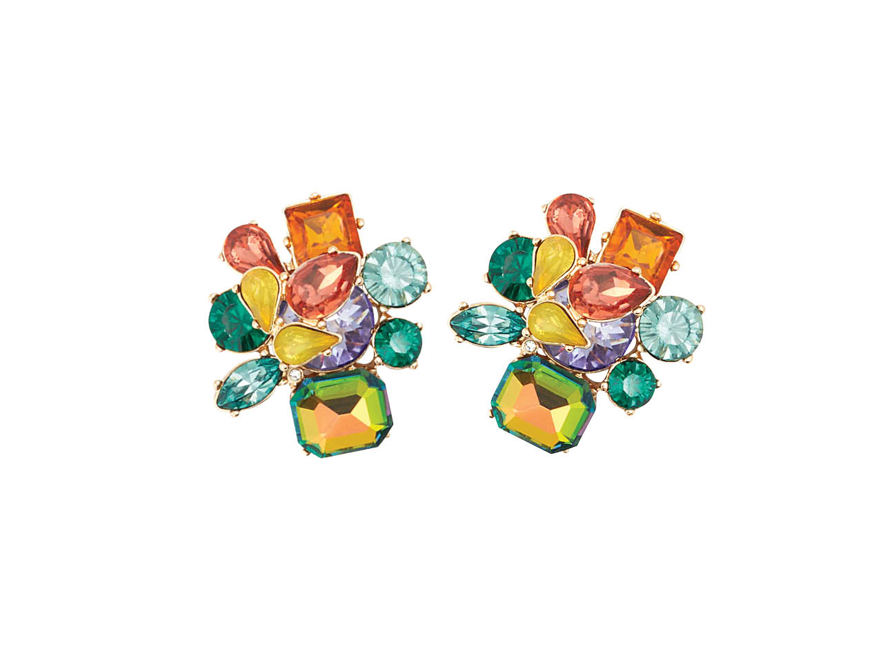 Aldo's cluster earrings in tones of orange, yellow and green are perfect for summer outfits.