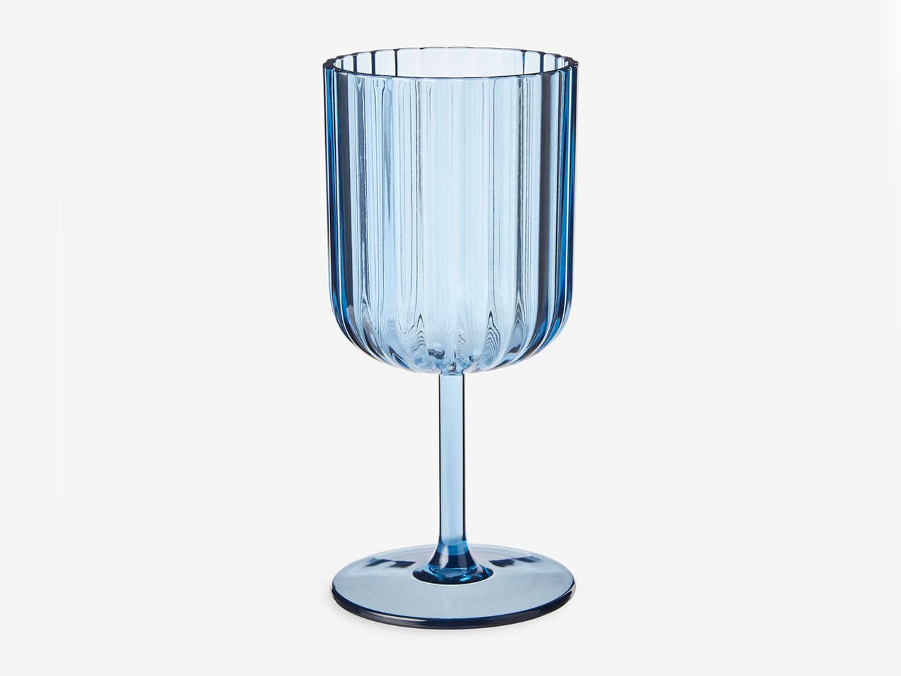 A plastic fluted blue wine goblet from Joe Fresh for outdoor entertaining.