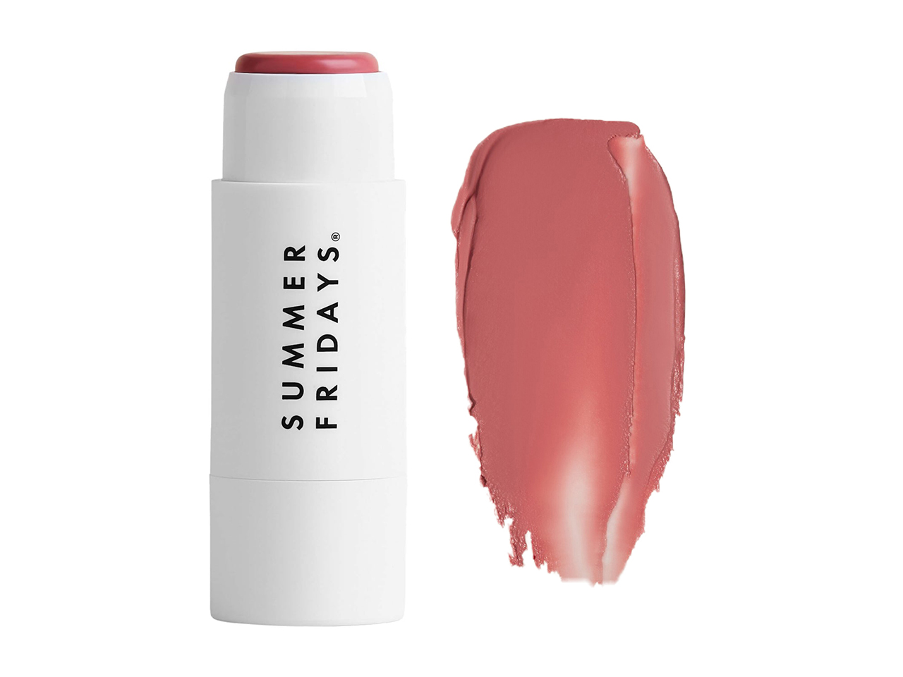 A tube of best beauty product for July 2023 Summer Fridays Blush Balm Lip + Cheek Stick in Dusty Rose.