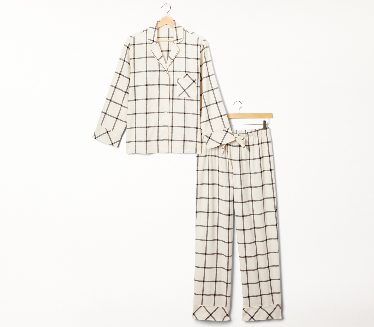 A pair of black and white windowpane plaid pyjamas from Indigo, part of the best Boxing Day sales.
